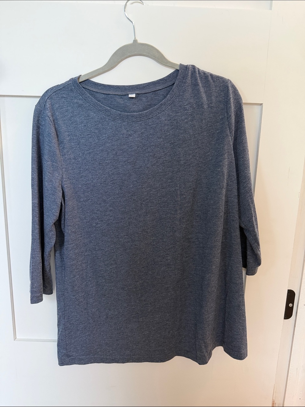 Women's Heather Blue 3/4 Sleeve Crewneck Top